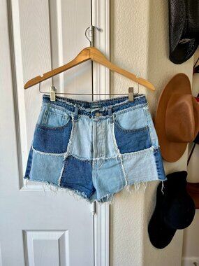 Wild Fable Patchwork High-Rise Cutoff Denim Shorts
